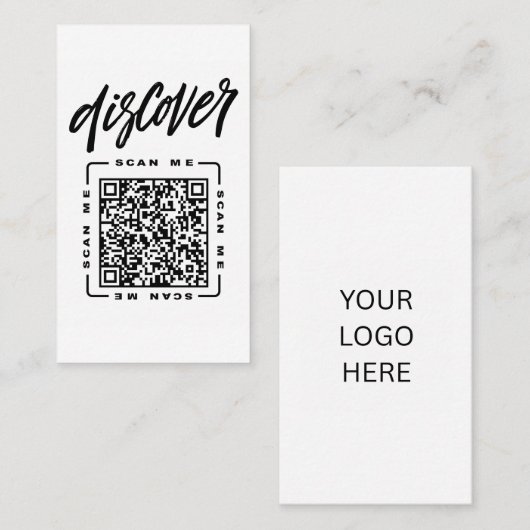 Carte De Visite Découvrez | Modèle de code QR et de logo personna (Devant / Derrière)