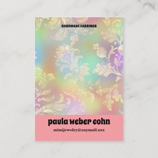 Carte de visite d'écran de luxe rose floral (Dos)