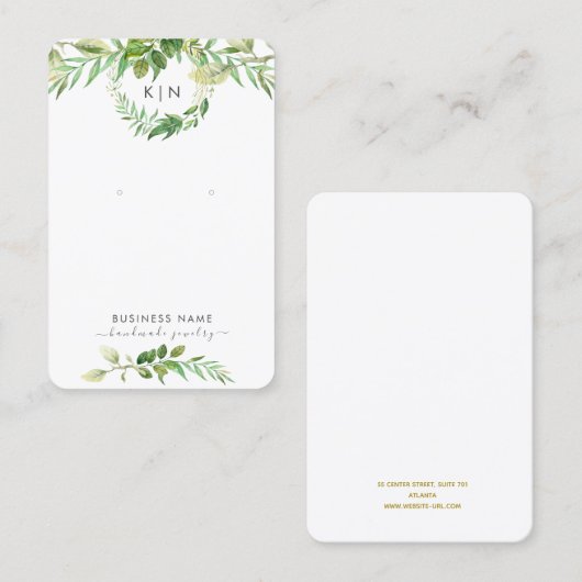 Carte de visite d'écran d'oreille vert feuilles (Devant / Derrière)