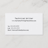 Carte de visite d'écriture de Techical (Dos)