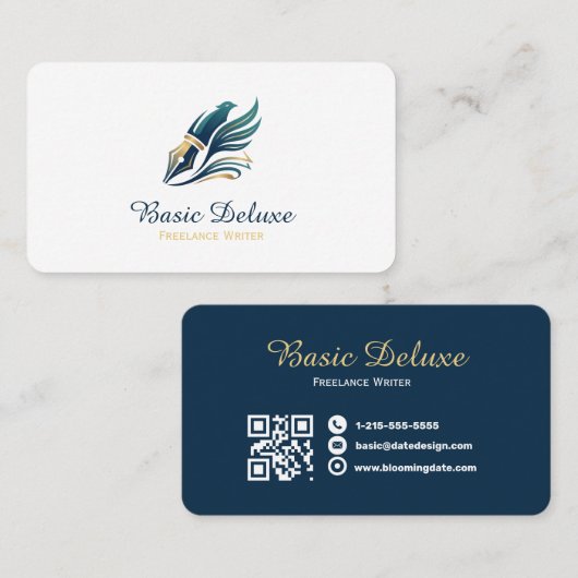 Carte de visite d'écrivain indépendant avec code Q (Devant / Derrière)