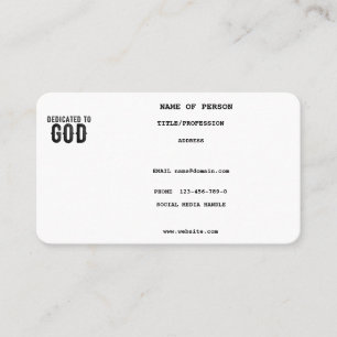 CARTE DE VISITE DÉDIÉ À DIEU PERSONNALISABLE COOL TEXTE NOIR