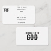 CARTE DE VISITE DÉDIÉ À DIEU PERSONNALISABLE COOL TEXTE NOIR (Devant / Derrière)