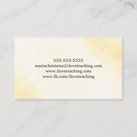 Carte de visite d'éducation d'aquarelle de (Dos)