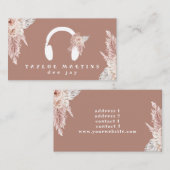 Carte De Visite dee jay boho fleurs brun arrière - plan (Devant / Derrière)