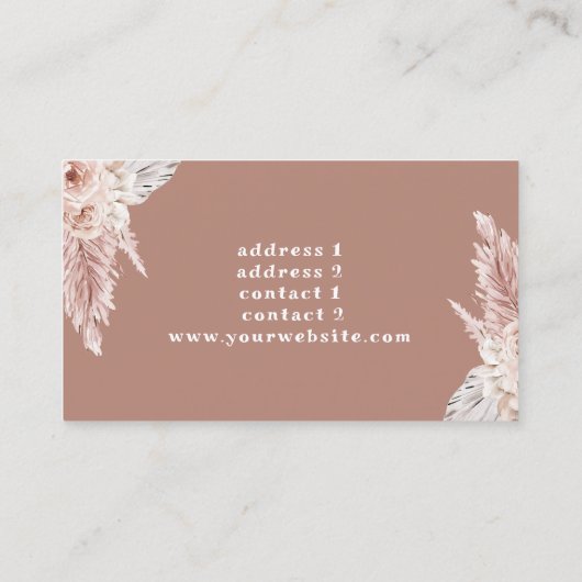 Carte De Visite dee jay boho fleurs brun arrière - plan (Dos)