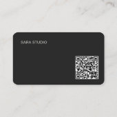 Carte De Visite Deep Black Japandi Minimal QR Code Designer Studio (Dos)
