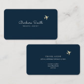 Carte De Visite Deep-Blue Business Card for a Travel Agent  (Devant / Derrière)