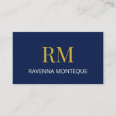 Carte De Visite Deep Navy Gold Monogram Personalized Name Luxury  (Devant)