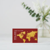 Carte De Visite Deep Red Gold World Map Agent de voyage (Debout devant)