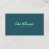 Carte De Visite Deep Teal Mint Script Name Minimalist Creative (Devant)