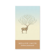 Deer illustration antlers artistic floral card