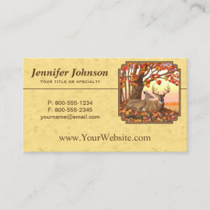 Carte De Visite Deer New England Maple Tree Automne Jaune