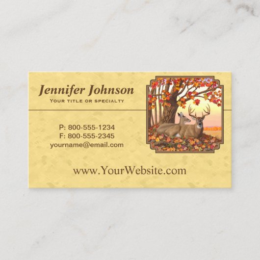 Carte De Visite Deer New England Maple Tree Automne Jaune (Devant)