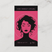 Carte De Visite Déesse moderne maquillage ongles cheveux rose noir (Devant)