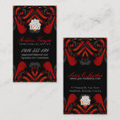 Carte De Visite Déesse Tribale Exotique Rouge+Carte de visite Noir (Devant / Derrière)