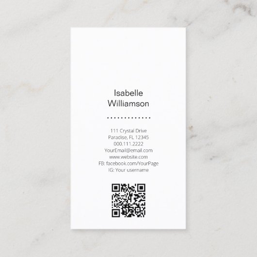 Carte De Visite Déesse triple lune céleste QR Code Merci Bu (Dos)