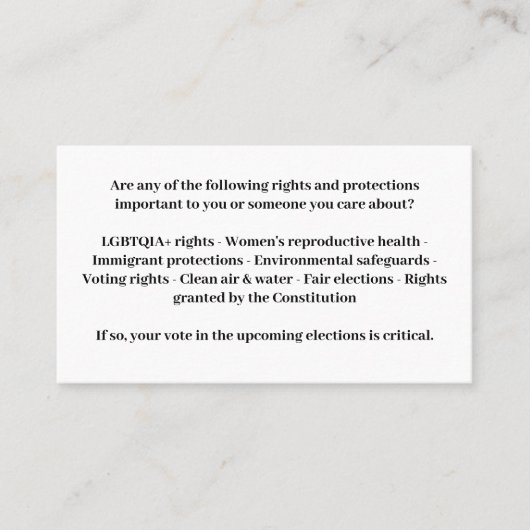 Carte De Visite Défendre la démocratie - Vote Blue (Devant)