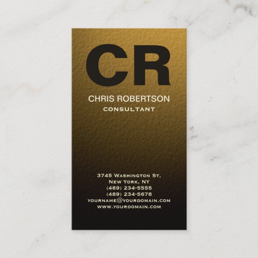 Carte de visite d'effet Brown Jaune Monogram Gold (Devant)