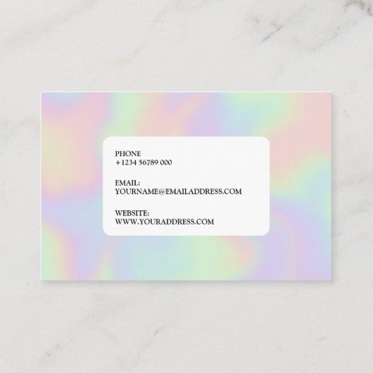 Carte de visite d'effet de conception d'hologramme (Dos)