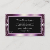 Carte De Visite Défilement noir violet étincelle Diamants Monogram (Dos)