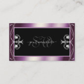 Carte De Visite Défilement noir violet étincelle Diamants Monogram (Devant)