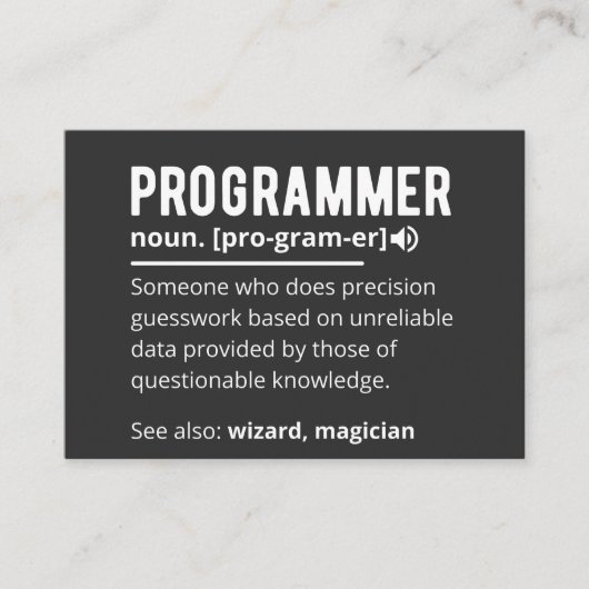 Carte De Visite Définition de programmeur drôle code développeur s (Devant)