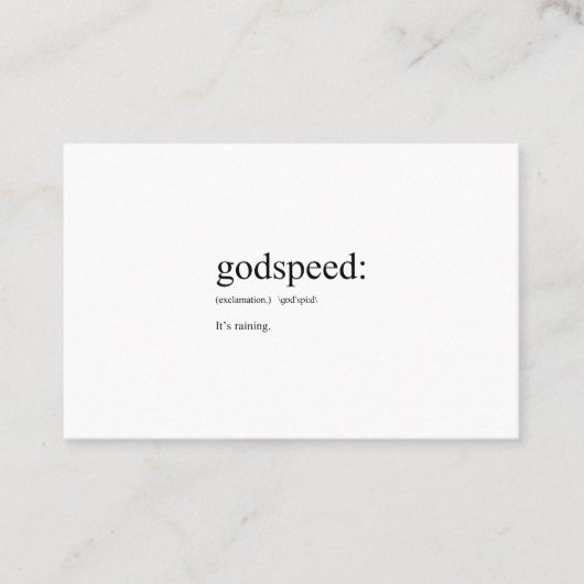 Carte De Visite Définitions amusantes en anglais : Godspeed (Devant)