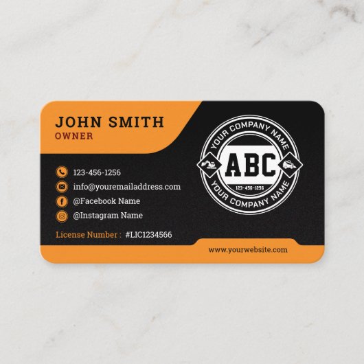 Carte De Visite Défrichage, Construction, Excavation, Noir (Devant)