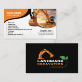 Carte De Visite Défrichage, Excavation, Aménagement, Construction (Devant / Derrière)