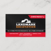 Carte De Visite Défrichage, Excavation, Aménagement, Construction (Dos)