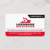 Carte De Visite Défrichage, Excavation, Aménagement, Construction (Dos)