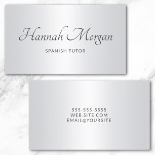 Carte De Visite Dégradé blanc gris clair élégant script