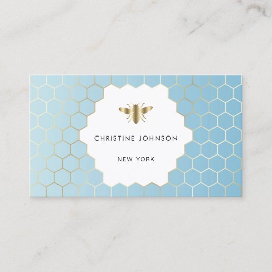 Carte De Visite dégradé bleu des abeilles (Devant)