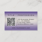 Carte De Visite Dégradé couleur violet avec code QR élégant (Dos)