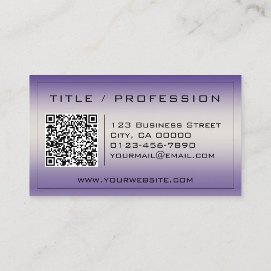 Carte De Visite Dégradé couleur violet avec code QR élégant (Dos)