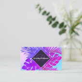 Carte De Visite Dégradé floral et aquarelle bleu pourpre (Debout devant)