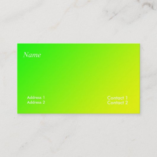 Carte De Visite dégradé jaune vert (Devant)