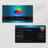 Carte De Visite Dégradé noir et Turquoise avec logo professionnel (Devant / Derrière)