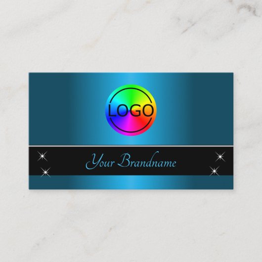 Carte De Visite Dégradé noir et Turquoise avec logo professionnel (Devant)