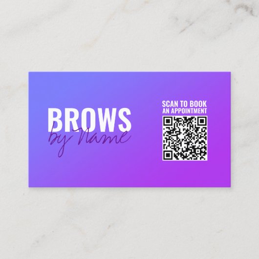 Carte De Visite Dégradé pourpre | Code QR professionnel moderne (Devant)