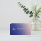 Carte De Visite Dégradé professionnel Faux Rose or et bleu marine (Debout devant)