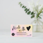 Carte De Visite dégradé rose jaune merci fait avec amour (Debout devant)
