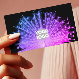 Carte De Visite Dégradé Rose Violet Attrayant Paon et Logo