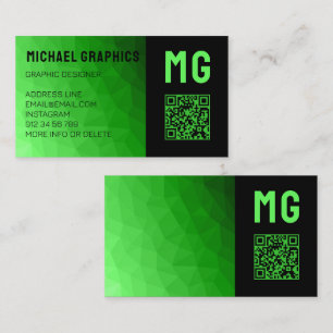 Carte De Visite Dégradé vert clair géométrie motif maille Monogram