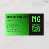 Carte De Visite Dégradé vert clair géométrie motif maille Monogram (Devant)