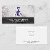 Carte De Visite Dégustation De Vins | Marbre | Ouverture de vin (Devant / Derrière)
