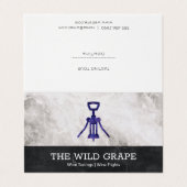 Carte De Visite Dégustation De Vins | Marbre | Ouverture de vin (Extérieur déplié)