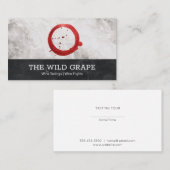 Carte De Visite Dégustation De Vins | Marbre | Tige à vin (Devant / Derrière)