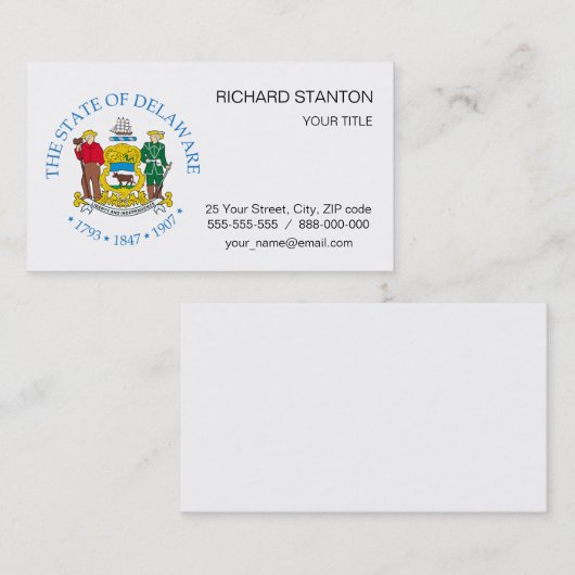 Carte De Visite Delaware (Devant / Derrière)